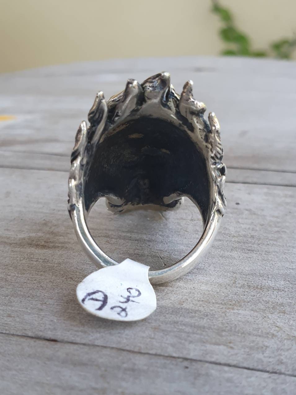 dragon ring,obsidian snowflake,sterling silver,geiger,steampunk,mythical dragon, chinese dragon