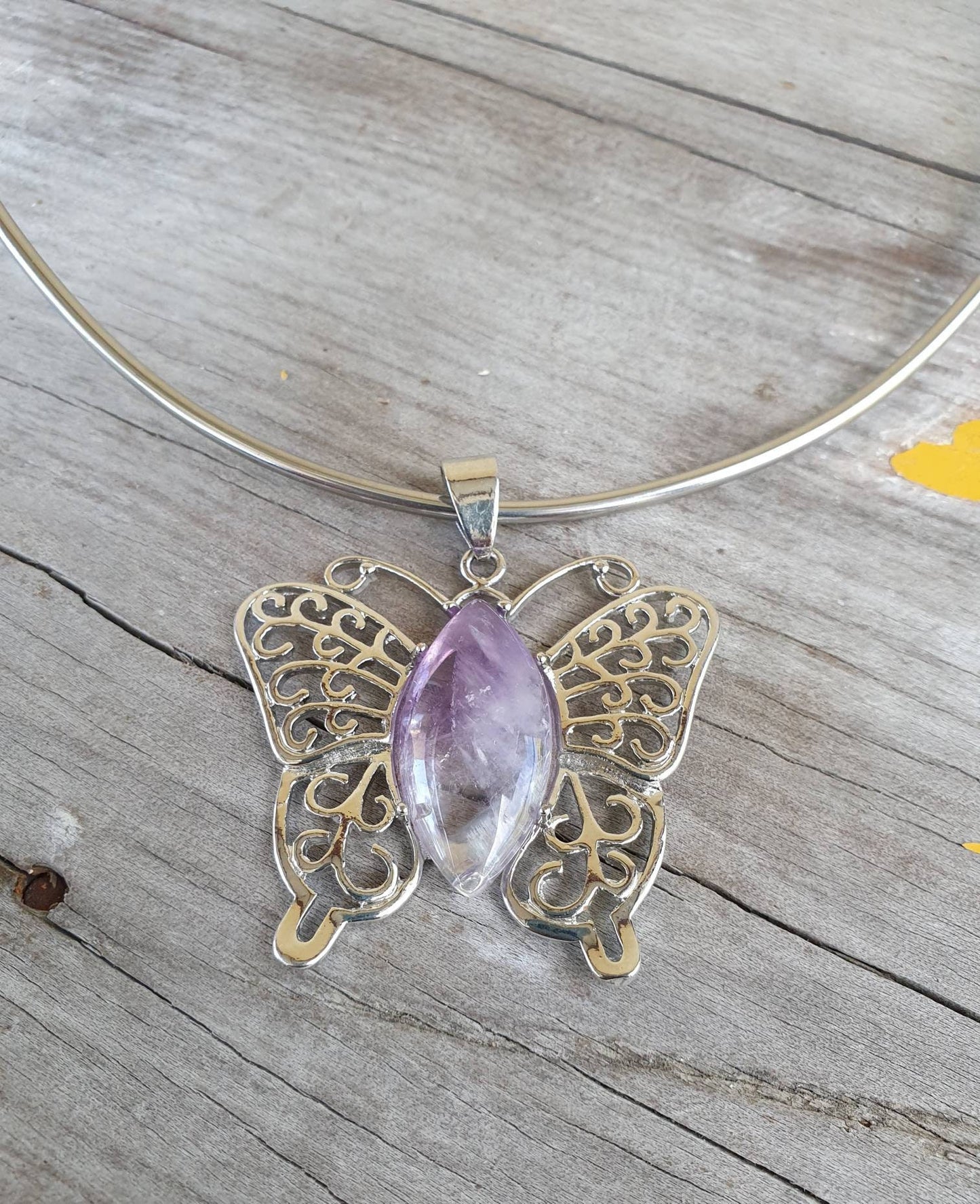 butterfly pendant,filegree,amethyst  pendant,boho,art nouveau,victorian,vintage,handmade,gypsy,women's fashion,