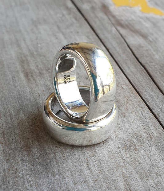 Chunky silver ring,9mm wide, heavy thick,solid sterling silver,handmade,wide silver wedding ring,dress ring,rounded band,unisex,d ring,