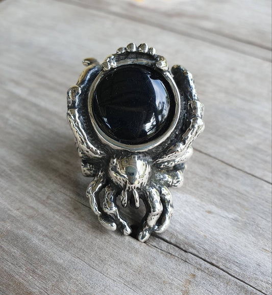 Spider,large chunky ring,sterling silver,insect,gothic,punk,unisex ring,rockabilly,hipster ring