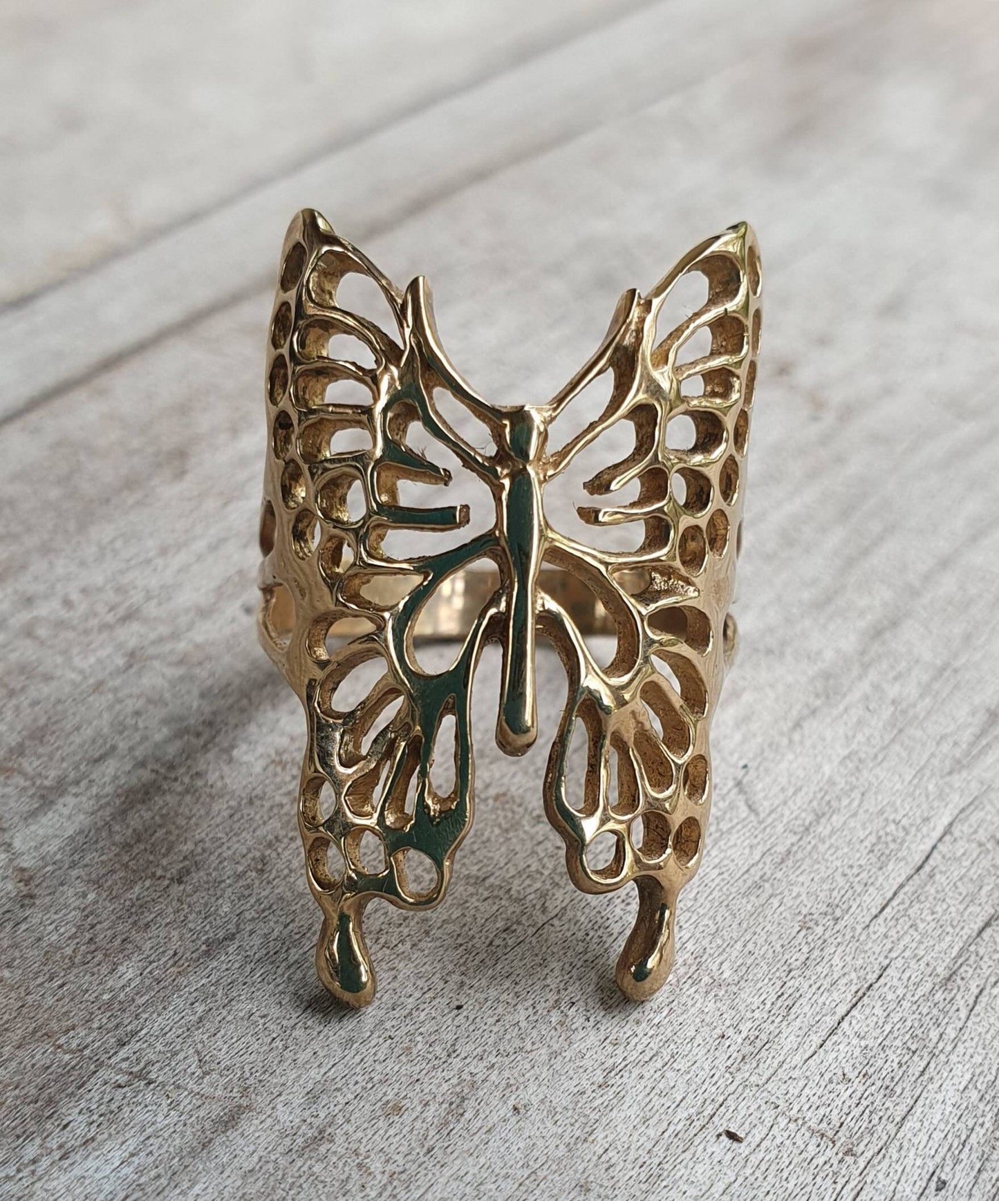 Gold butterfly ring,solid 9k gold,9ct,filegree butterfly, boho,shabby chic, vintage,goddess, victorian,women's fashion,wedding ring