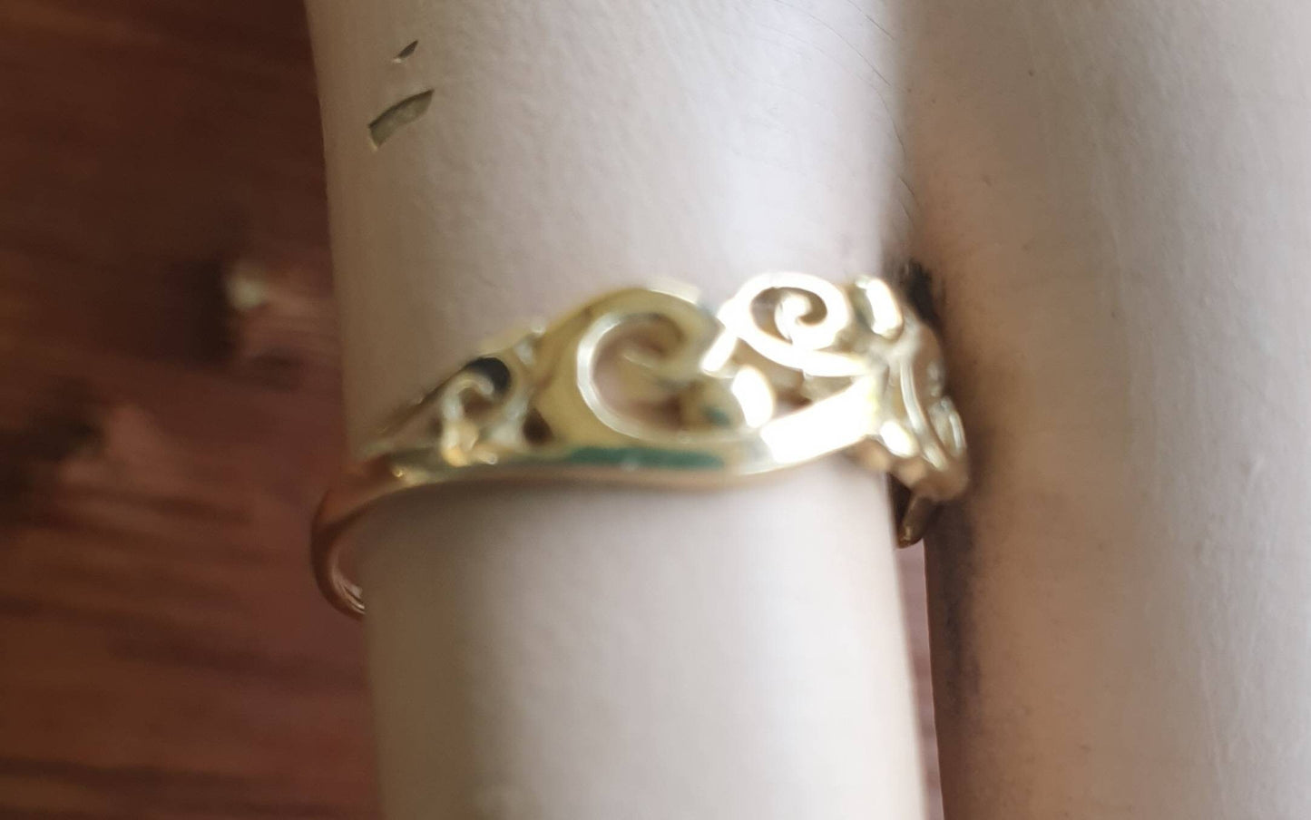 gold scroll ring,9ct gold,pinkie ring swirl,handmade,tribal,gypsy,art nouveau,celtic,tribal ring,maori koru,