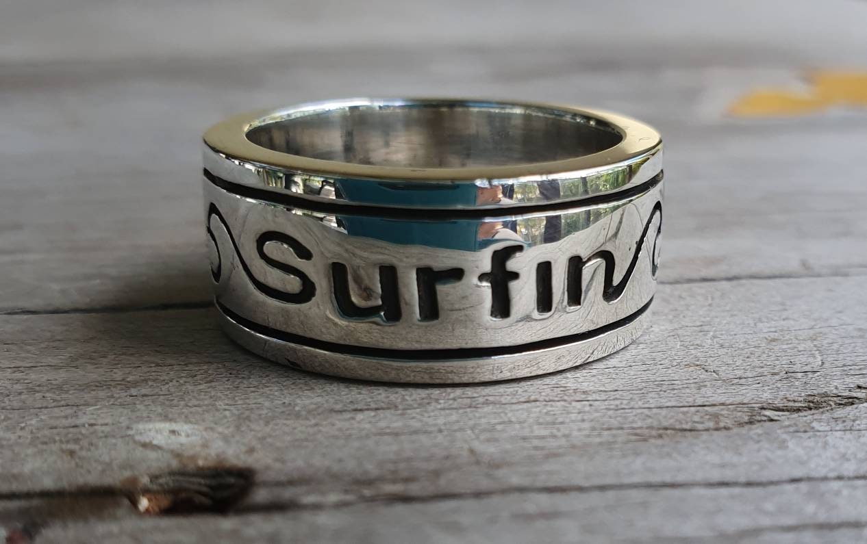 Chunky wave ring, sterling silver,surfer ring,surf,surfing,wave wedding ring,surf board band,