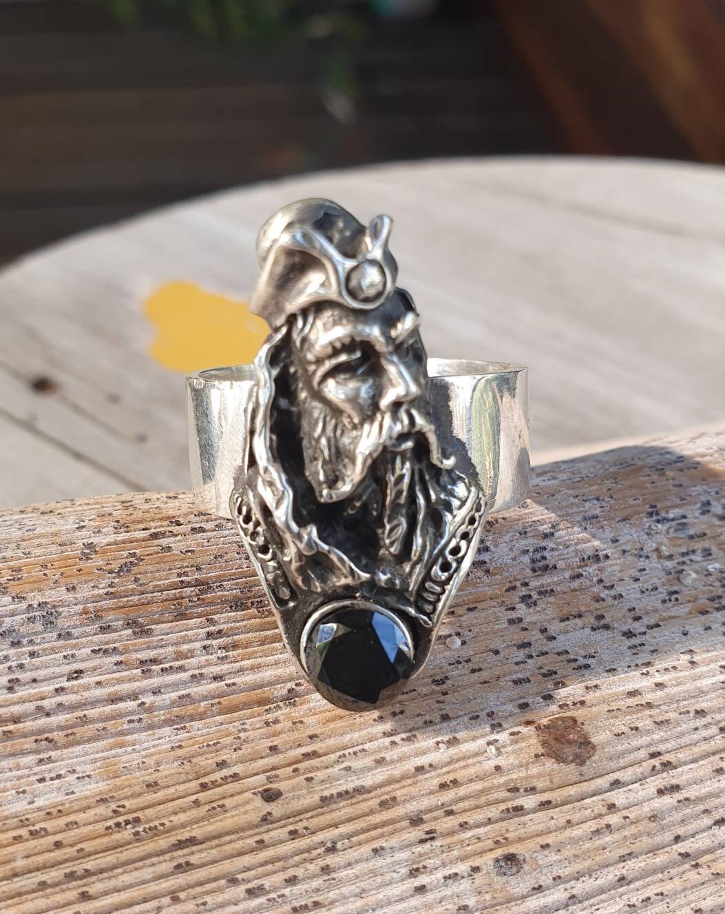 wizard ring,large merlin ring,sterling silver,black cz,handmade,witch,wiccan,magic,fantasy,mythical,occult,Dumble,merlin,