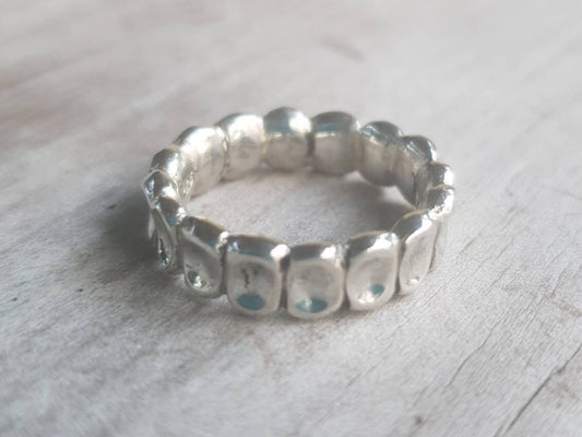 Rustic,nugget ring,Sterling silver, stacker ring,bespoke uneven band.