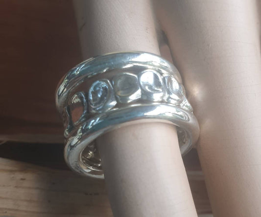 Rustic,chunky nugget rings,Sterling silver,3 set stacker rings,hammered rings,bespoke uneven band.