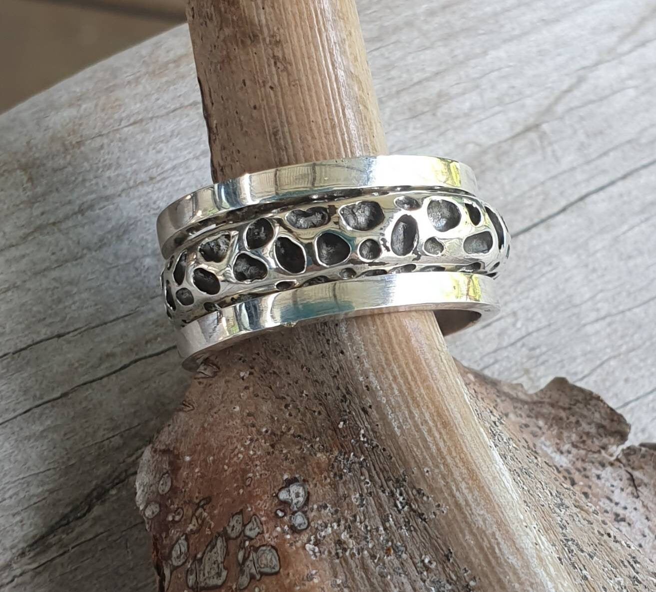 Nugget ring,chunky rings,3 piece stacker,Sterling silver,industrial, rustic,hammered,wedding band, unisex,men's fashion,handmade,steampunk