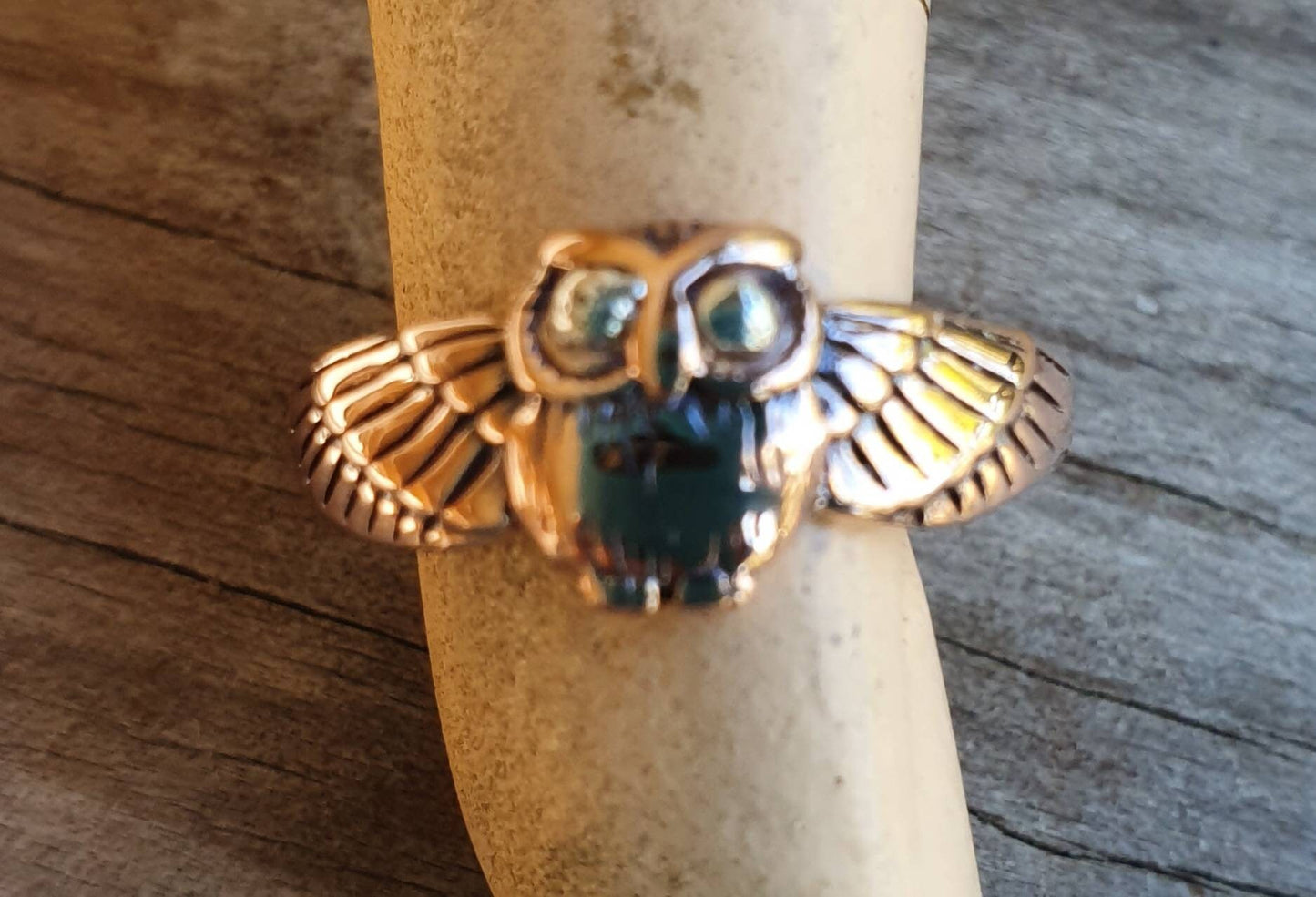 Rose Gold owl ring,9ct gold,two tone, petite ring,small,pinkie ring,bird ring,boho, gypsy,woodland,nature