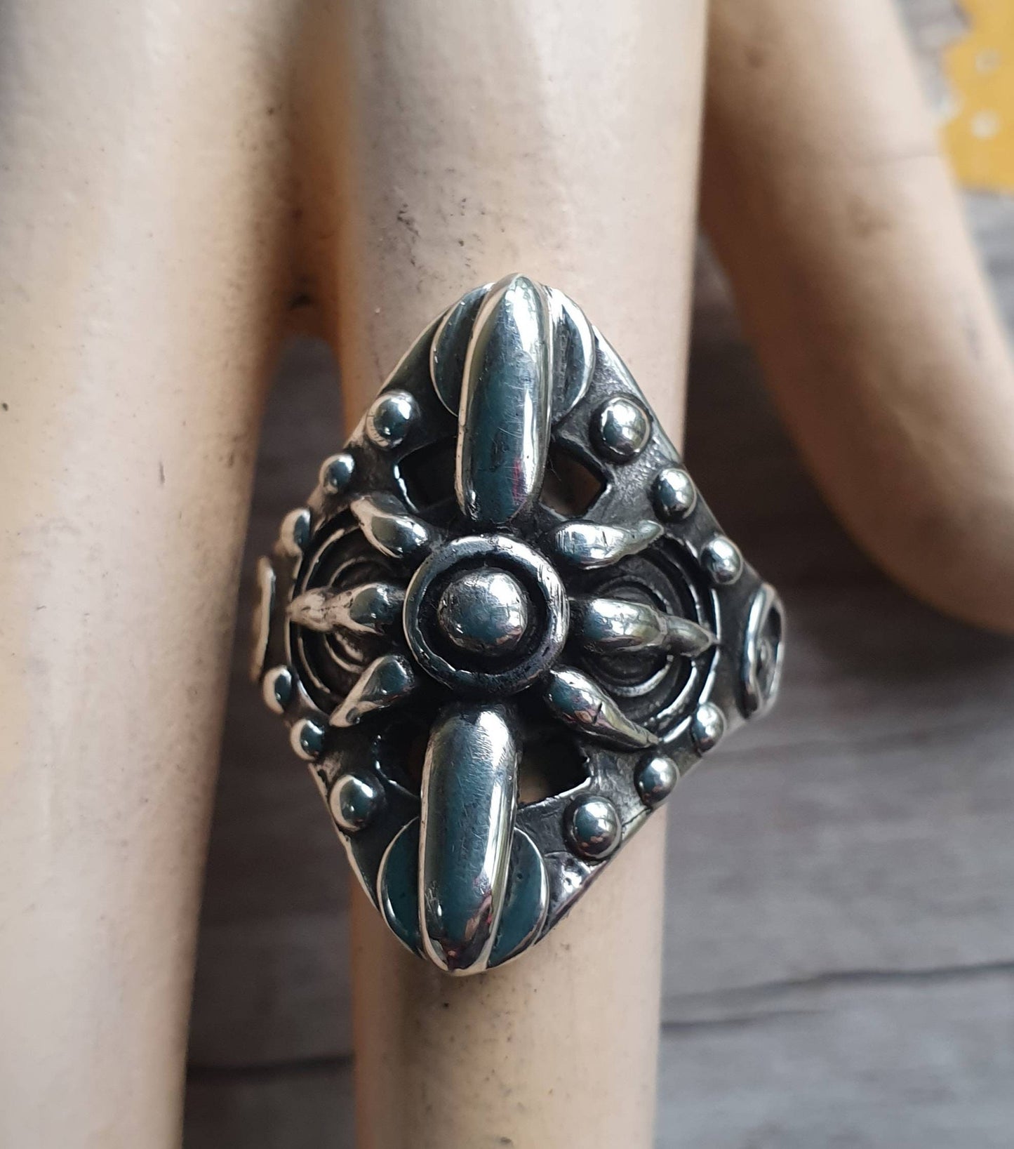 Long ring,sterling silver,handmade,gladiator,steampunk,tribal,unisex,punk,spiked ring,