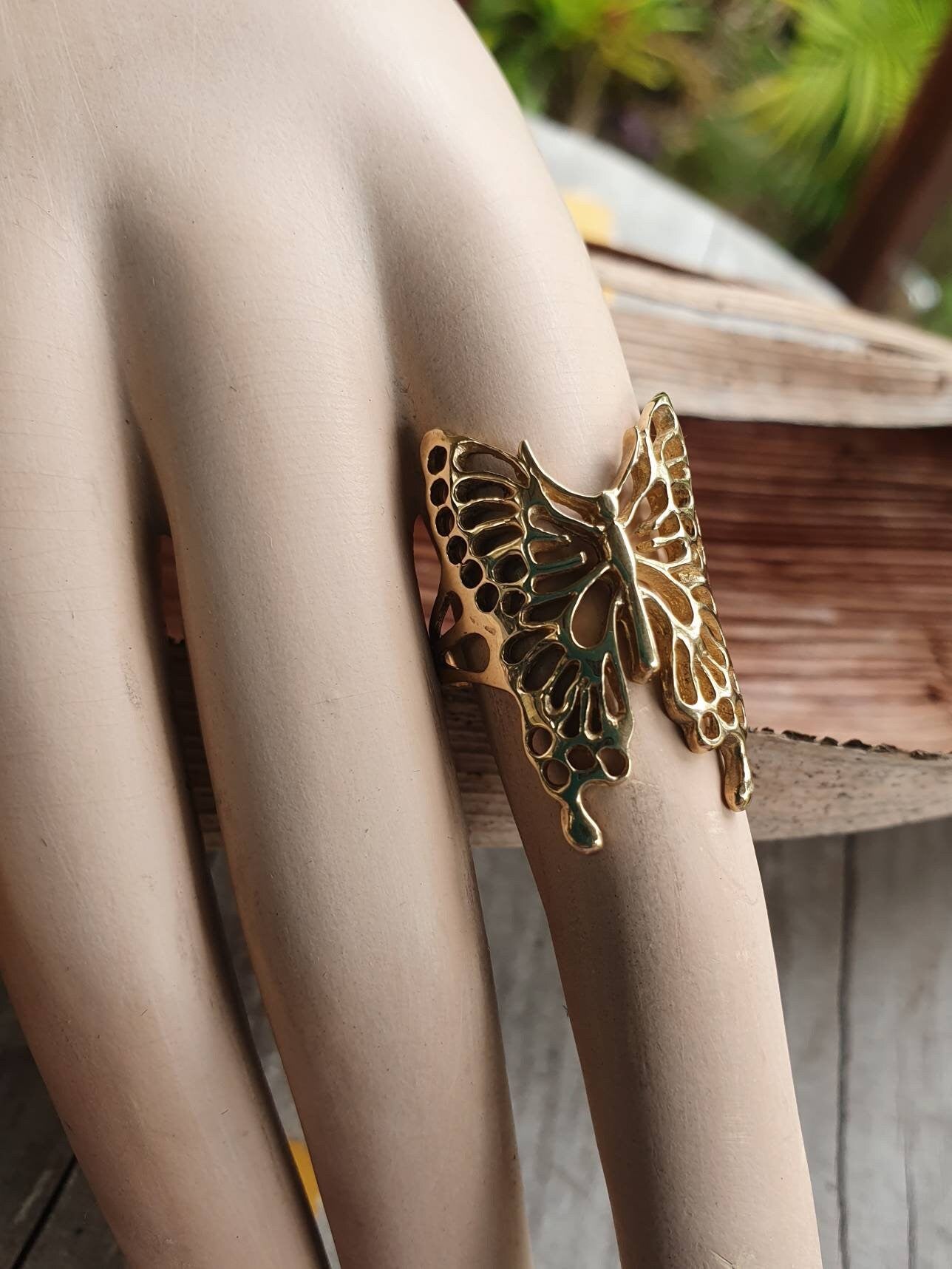 Gold butterfly ring,solid 9k gold,9ct,filegree butterfly, boho,shabby chic, vintage,goddess, victorian,women's fashion,wedding ring