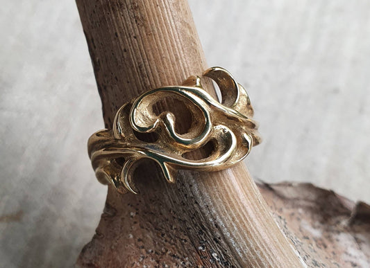 gold scroll ring,9ct gold,unisex swirl,handmade,tribal,gypsy,art nouveau,celtic,tribal ring,wedding,maori koru