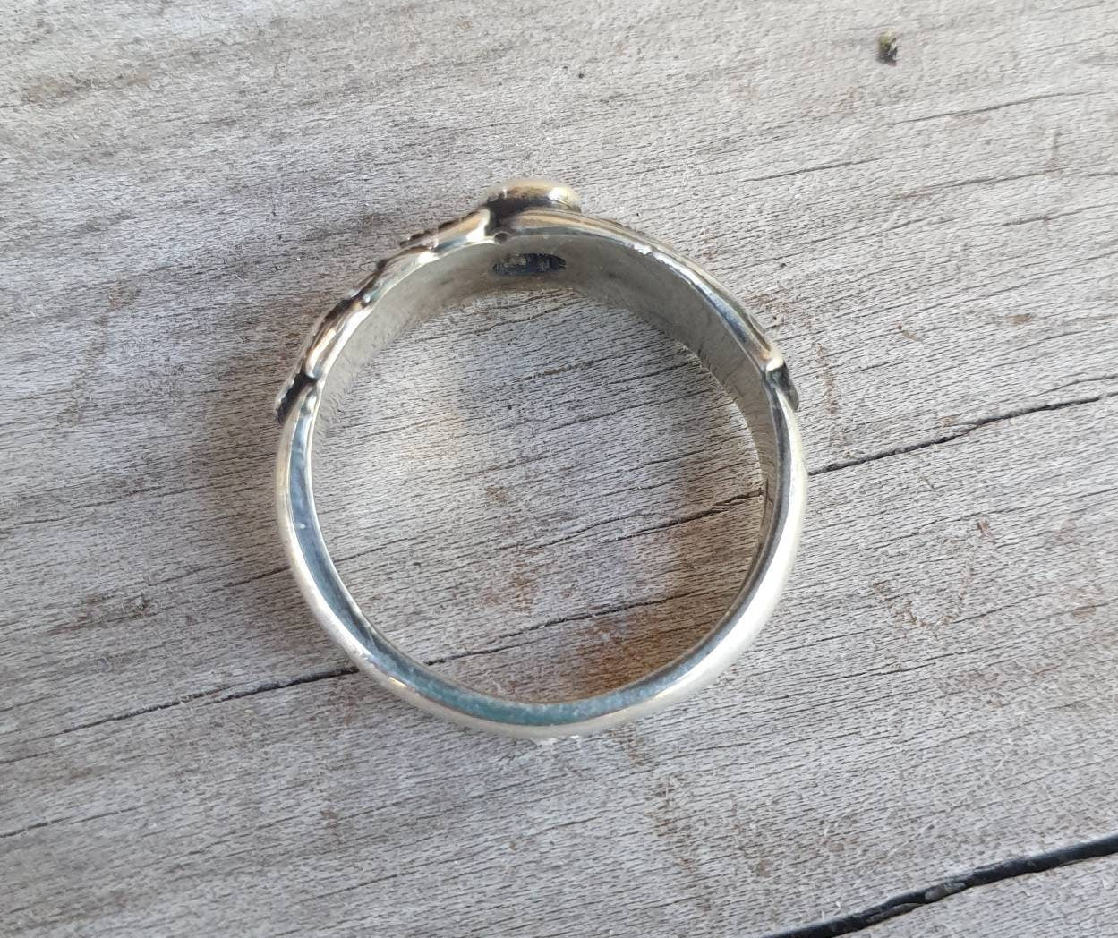 Vintage scroll ring,sterling silver,solid reported band,boho,handmade,gypsy,woodland ring