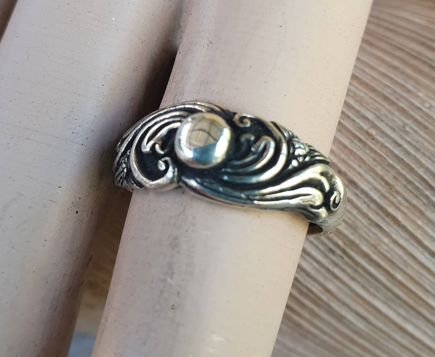 Vintage scroll ring,sterling silver,solid reported band,boho,handmade,gypsy,woodland ring