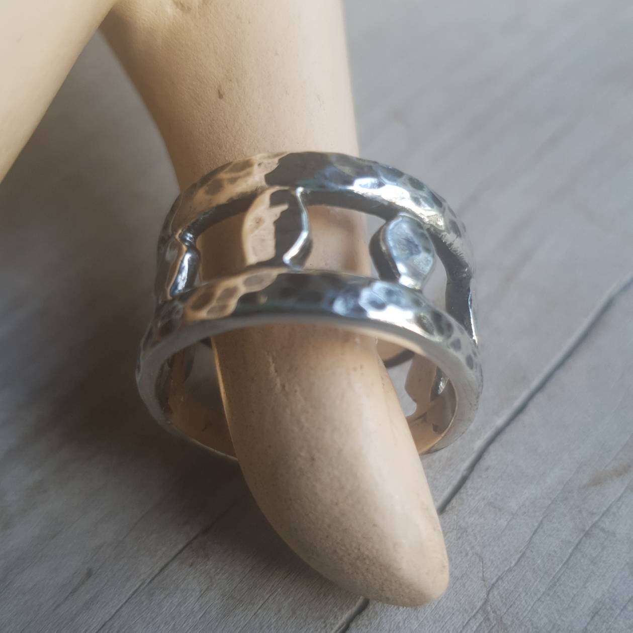 Hammered ring,wide,rustic,sterling silver,handmade,nugget band,rough silver     band,boho,industrial,steampunk,hipster,retro