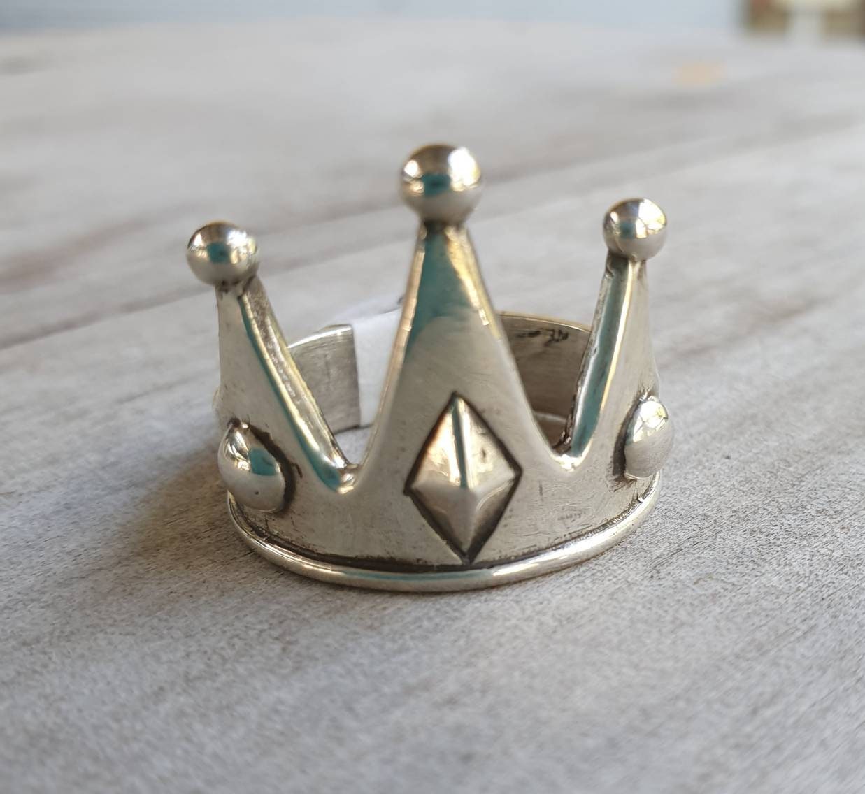 crown ring,sterling silver,unisex long large ring,rockabilly  alternative, wedding, steampunk,vintage,handmade,boho,unisex,man's ring