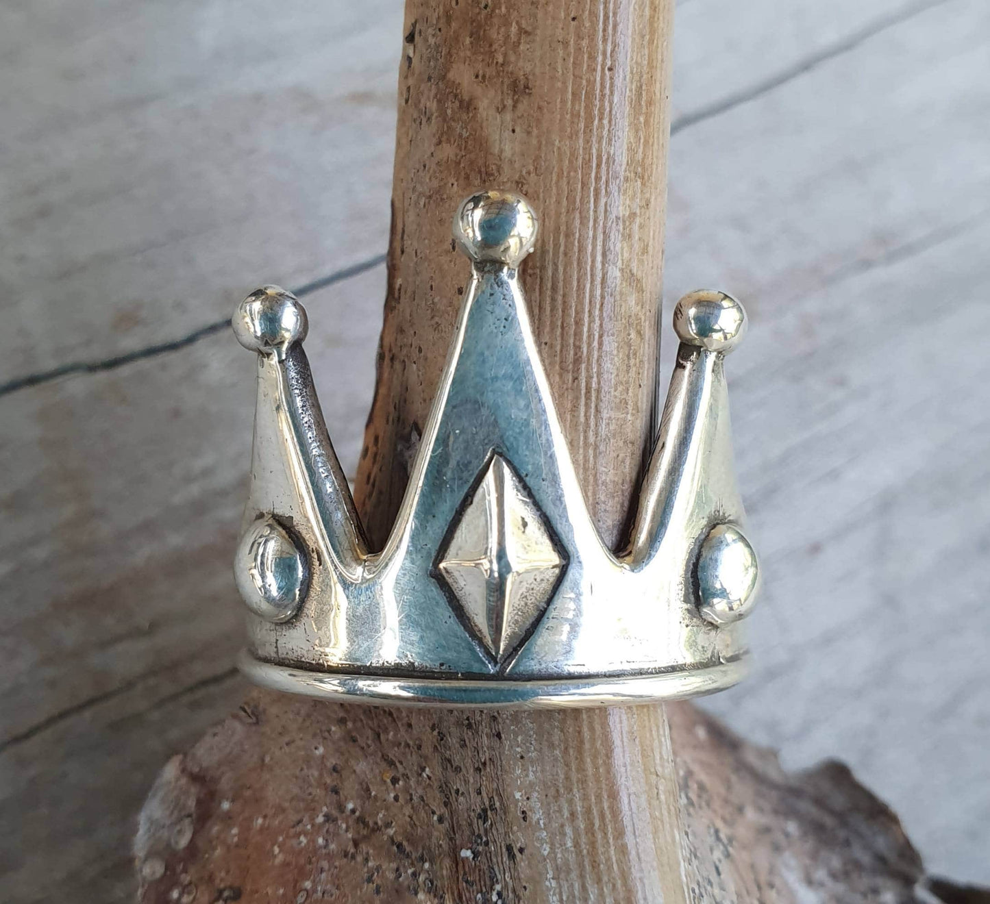 crown ring,sterling silver,unisex long large ring,rockabilly  alternative, wedding, steampunk,vintage,handmade,boho,unisex,man's ring