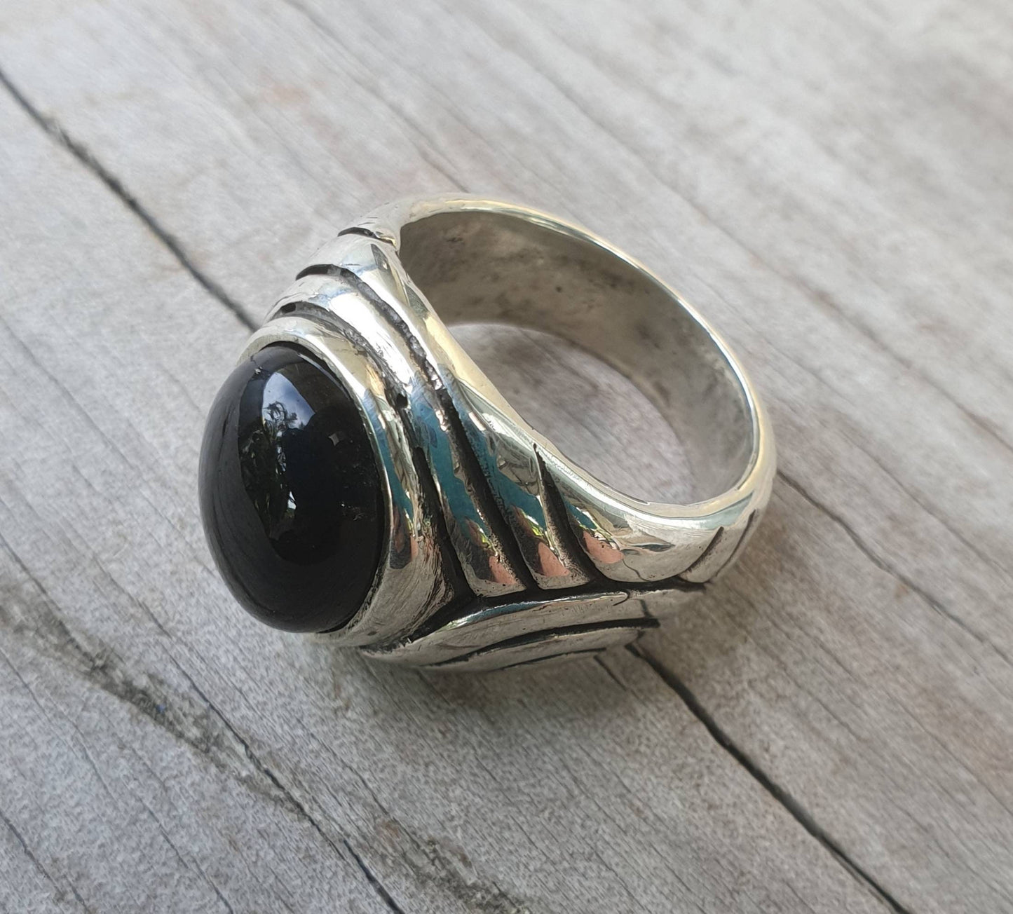 Hemitite ring, sterling silver,chunky,heavy and solid,modern bespoke,boho,mans  dress wedding dress ring