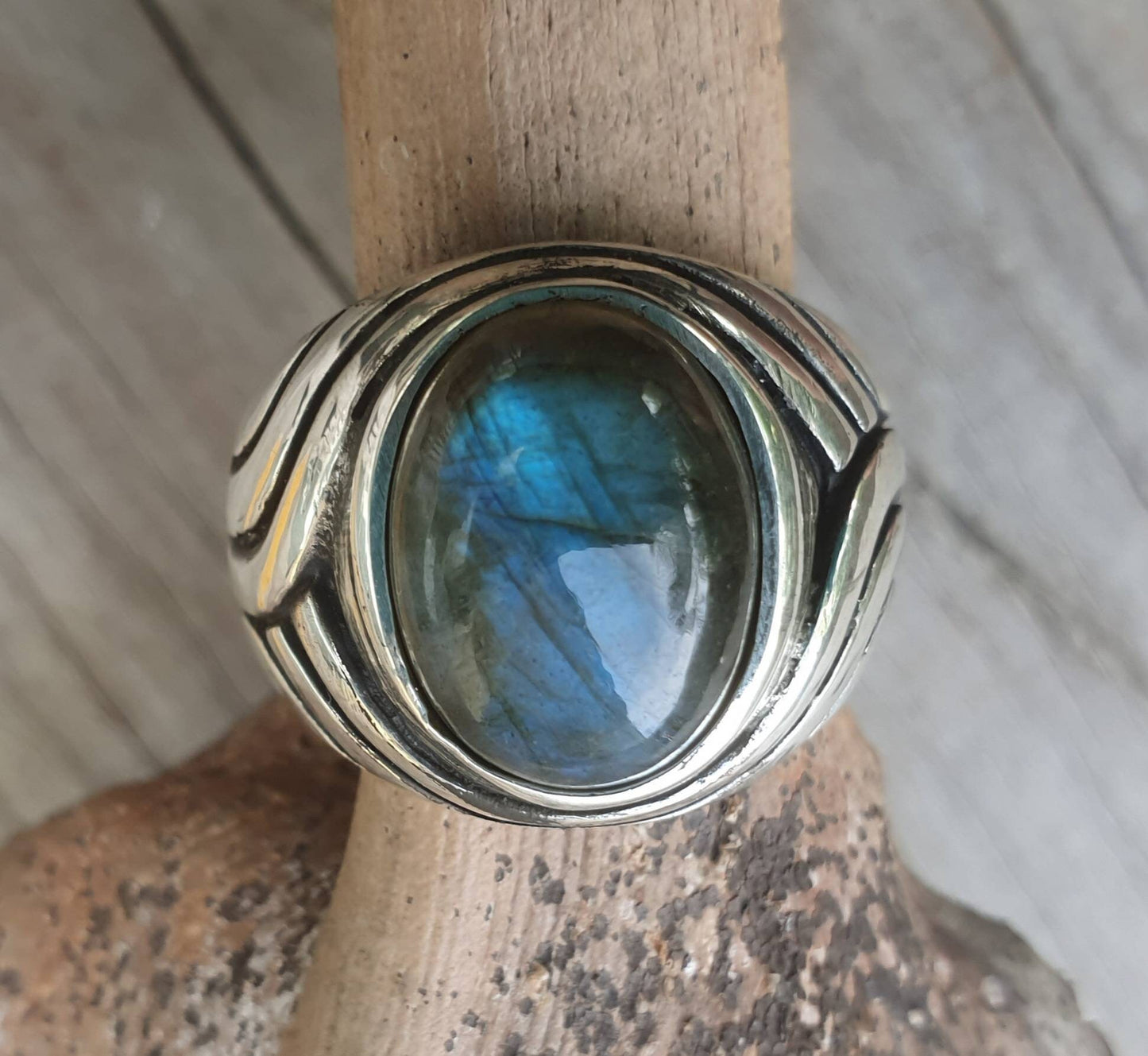 Labradorite ring, sterling silver,chunky,heavy and solid,modern bespoke,boho,mans  dress wedding dress ring