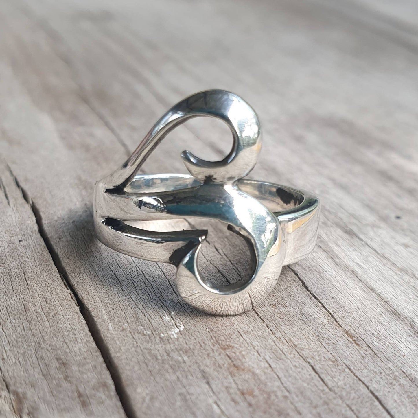 Long ring,sterling silver,scroll ring,boho,swirl, alternative, steampunk,gothic, art nouveau,victorian