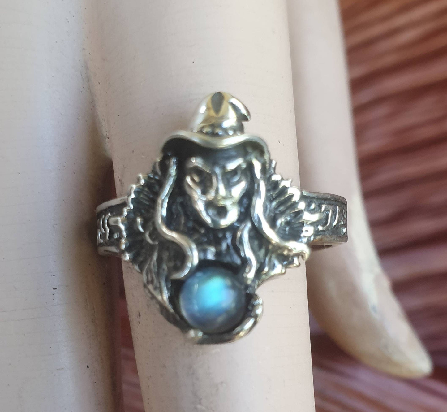 witch ring,sterling silver,labradorite,goddess,occult,magic,fantasy mythical  steampunk gothic punk  ring