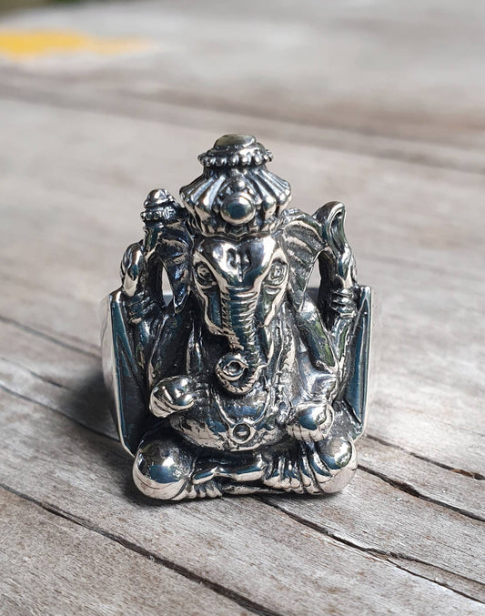 Garnesh ring,Ganesha,sterling silver,large elephant god ring,yoga,divine, spiritual,budda, hindu, boho, new age jewellery,handmade,