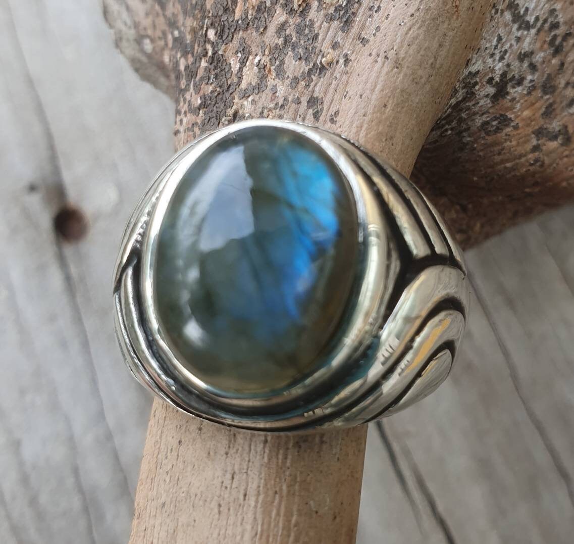 Labradorite ring, sterling silver,chunky,heavy and solid,modern bespoke,boho,mans  dress wedding dress ring