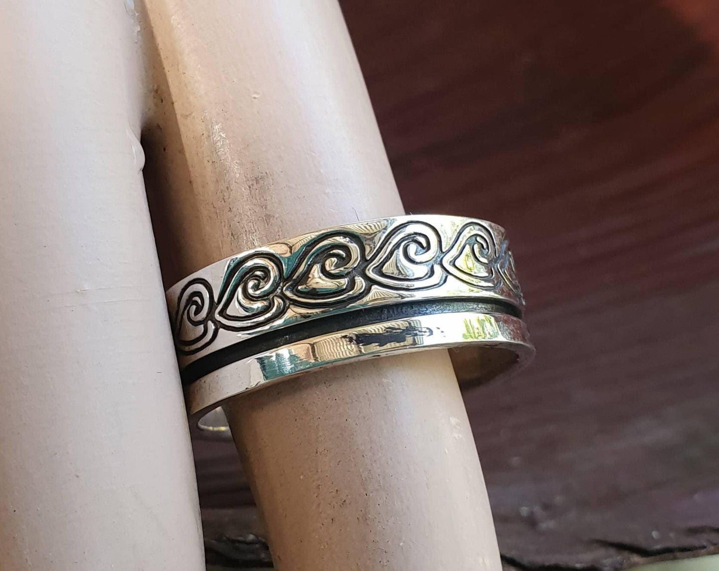 tribal band,sterling silver,maori,koru band, mans wedding ring,celtic,handmade,silver band,scrolls,Aztec,Inca,