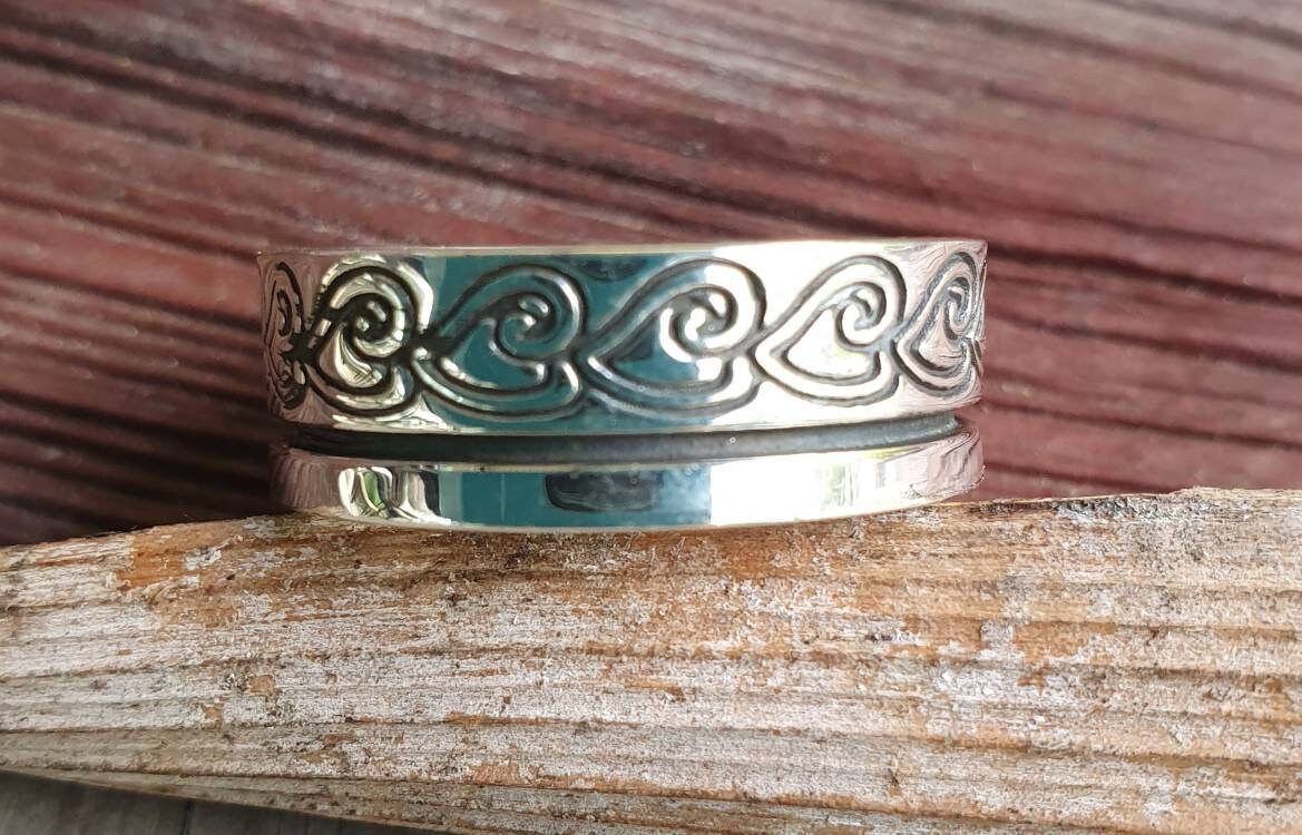 tribal band,sterling silver,maori,koru band, mans wedding ring,celtic,handmade,silver band,scrolls,Aztec,Inca,