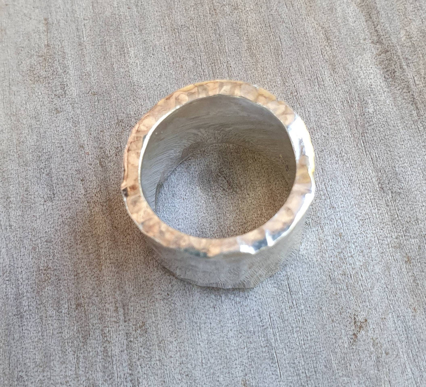 Chunky ring,15mm Wide,heavy,solid,handmade,hammered,sterling silver,half rounded,rustic wedding ring,distressed,industrial ring,nugget,boho