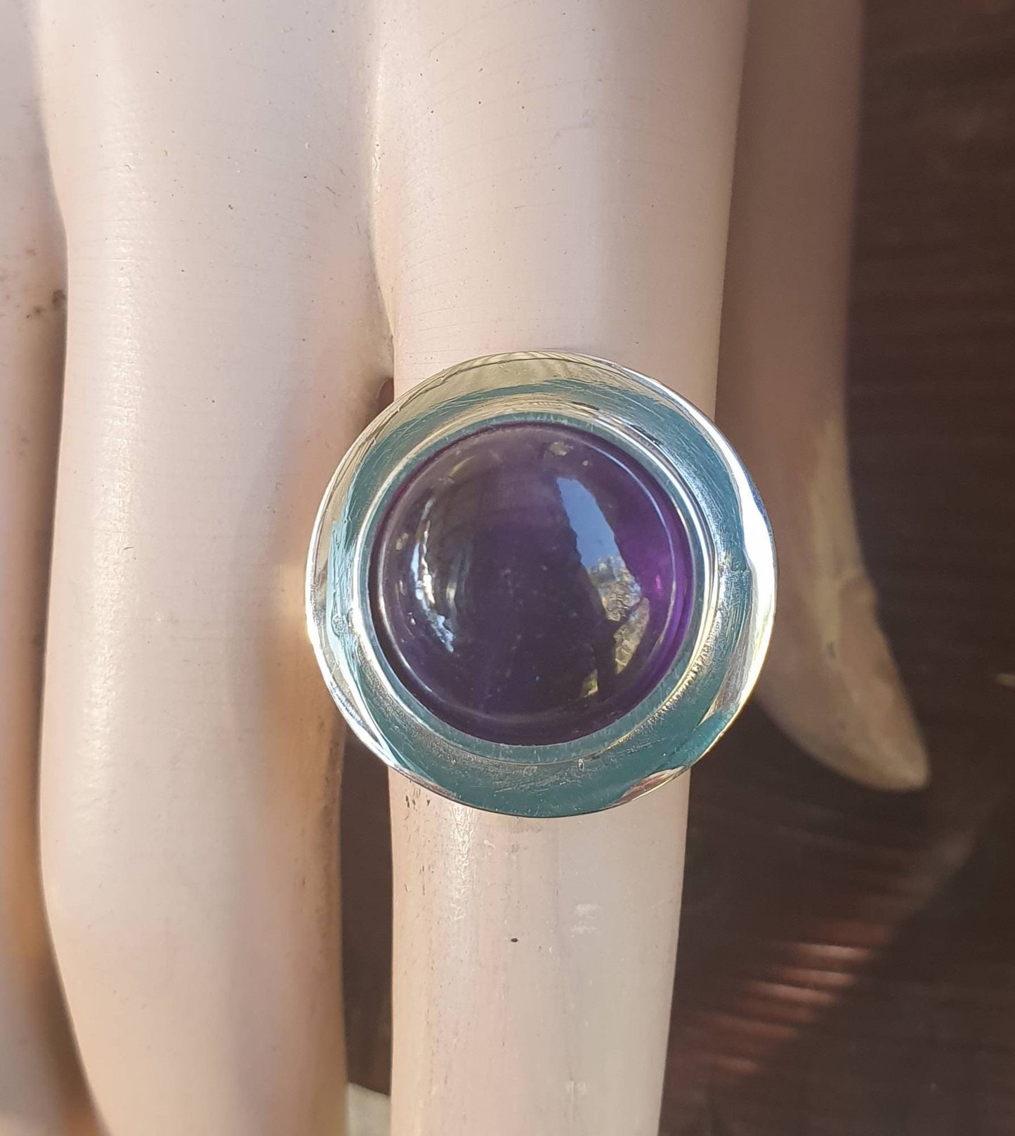 Large amethyst ring,sterling silver,chunky ring,wedding ring,boho,handmade, retro ring,modern,