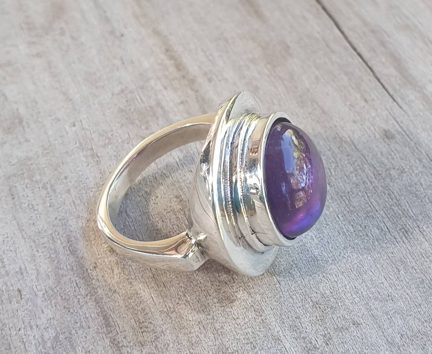 Large amethyst ring,sterling silver,chunky ring,wedding ring,boho,handmade, retro ring,modern,