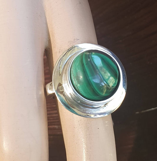 malachite ring,sterling silver,chunky ring,wedding ring,boho,handmade, retro ring,modern,