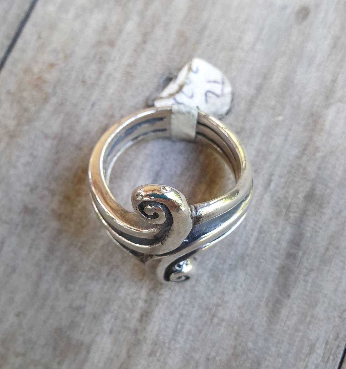 Long silver ring,tribal,sterling silver,curls,maori,koru ,celtic,handmade,silver band,scrolls,Aztec,Inca,