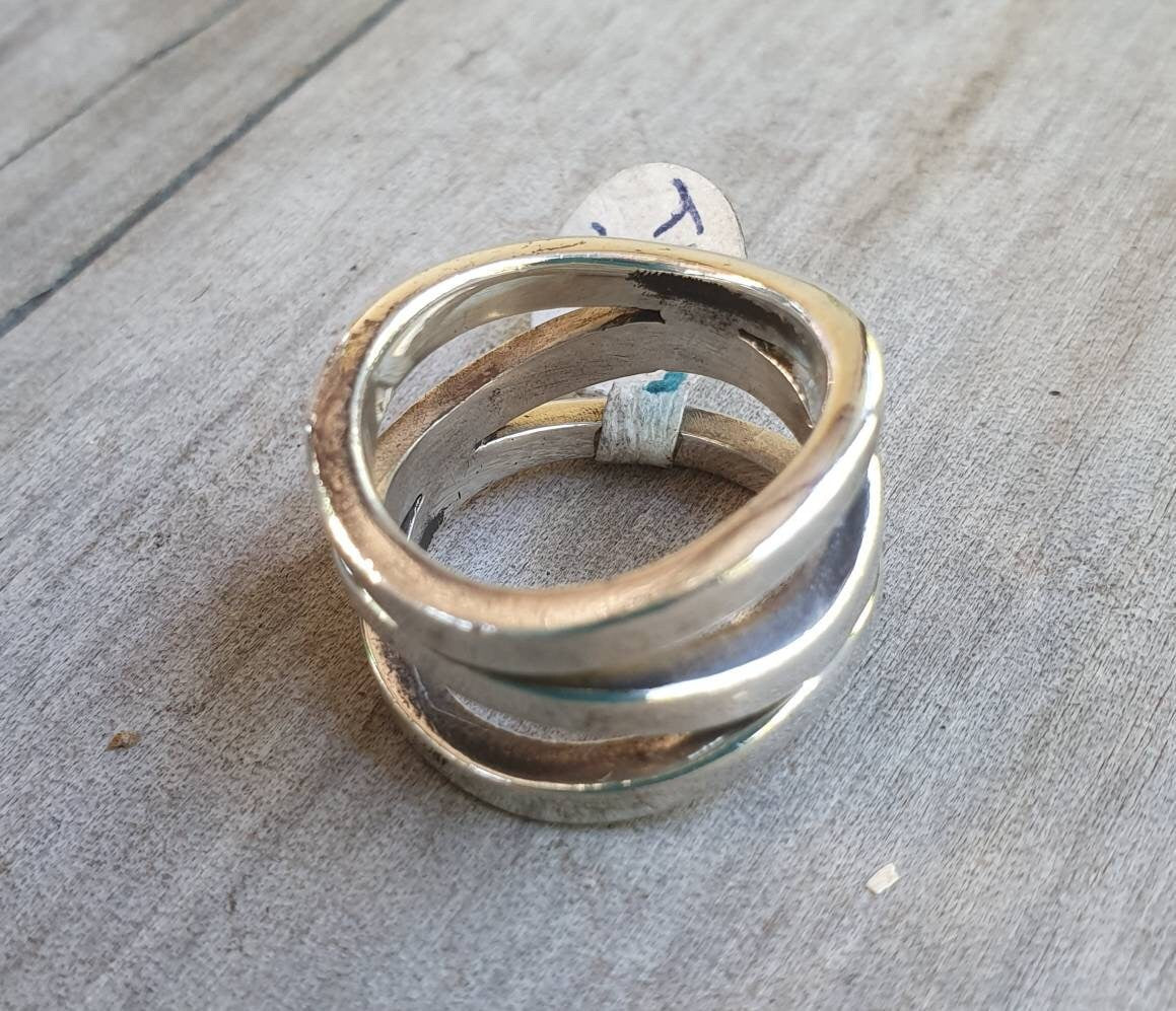 Chunky wide ring,sterling silver, modern wedding ring,