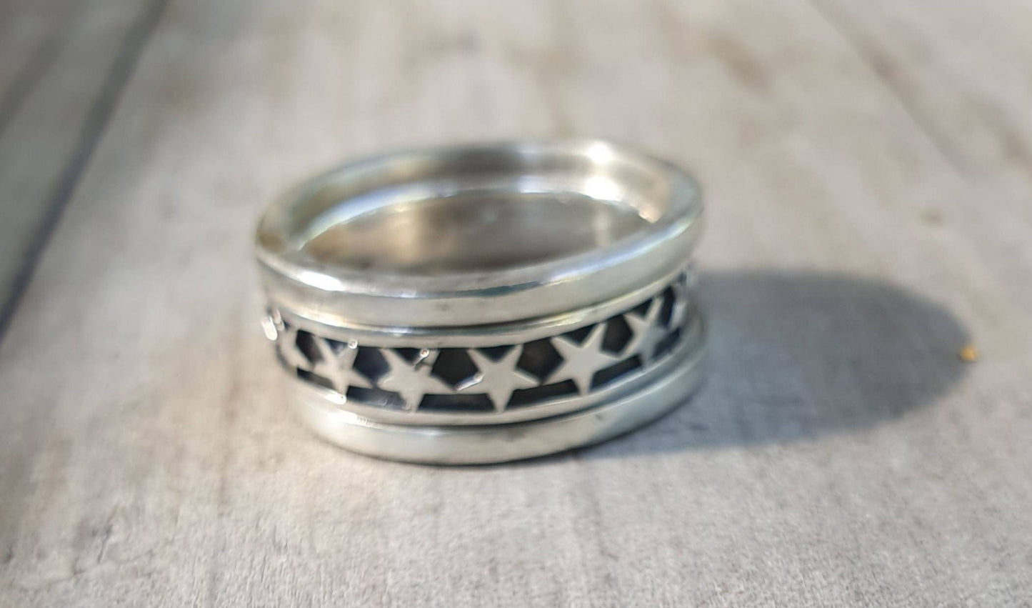 chunky stacker rings,Sterling silver,3 set stackers rings,star band,plain solid bands