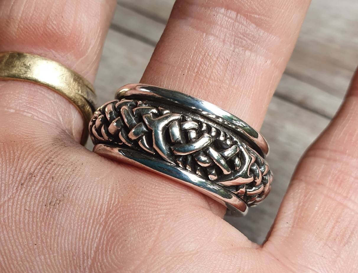 Wide ring,chunky spinner,solid ring,sterling silver,tribal,celtic worry ring,wedding,dress, chunky ring,scroll,bespoke