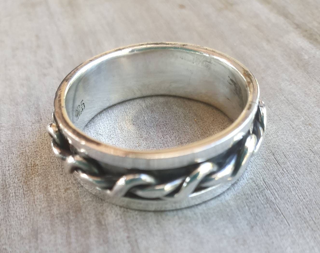 spinner ring,large size,solid,sterling silver,tribal, celtic worry ring,twisted wire wedding,industrial,bespoke