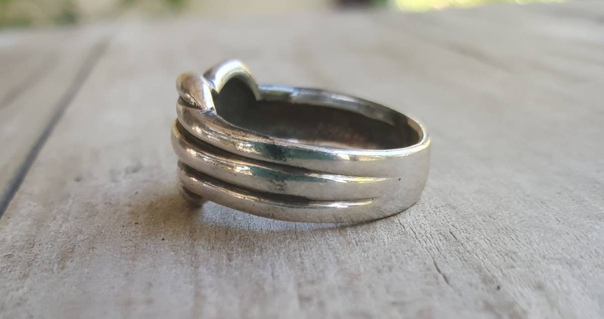 Knot ring,sterling silver,sailor,boho,gypsy,unisex,handmade,woven silver ring