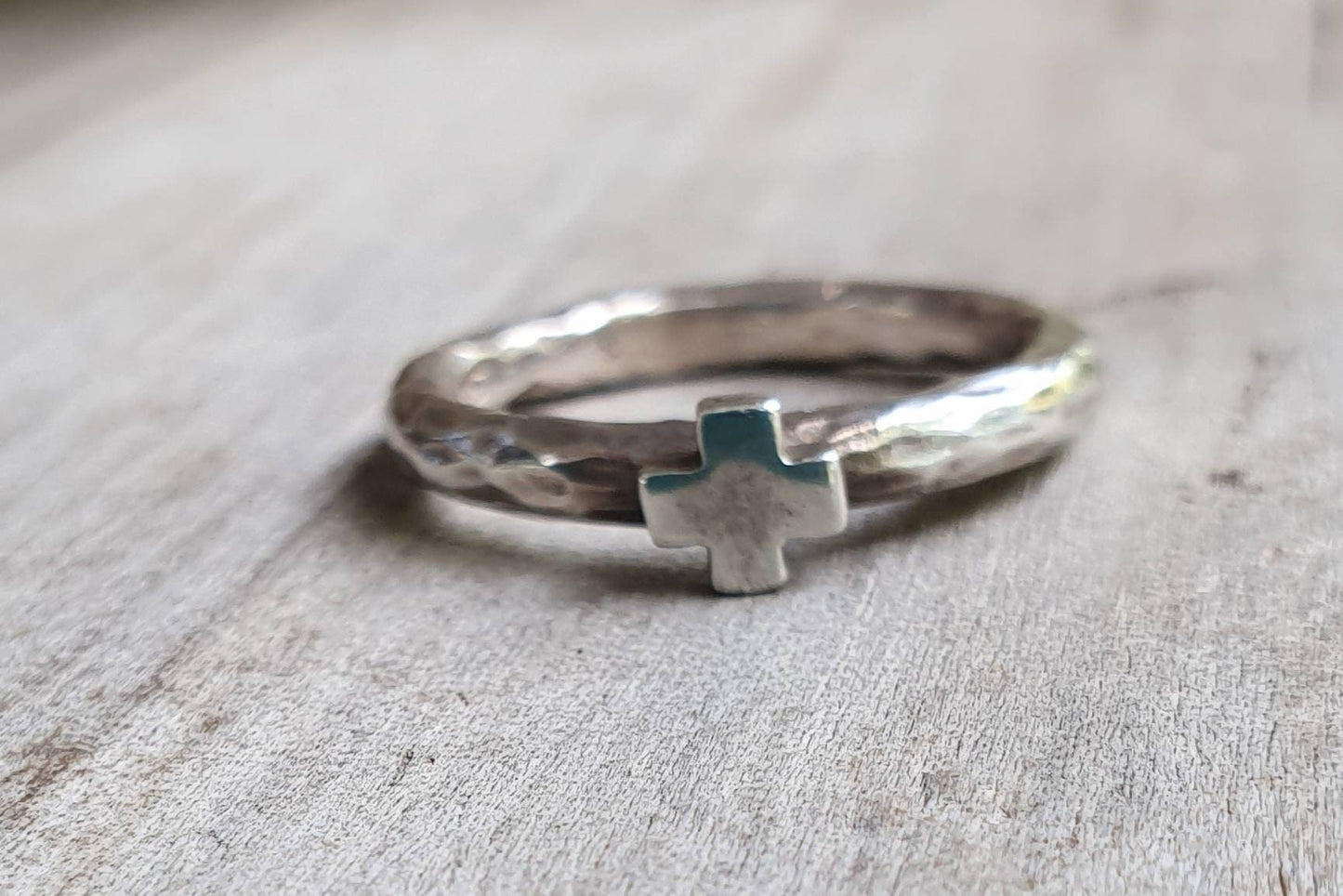 Cross ring,sterling silver,stacker,chunky hammered band,handmade,boho,goddess,round wedding band,thick silver ring,