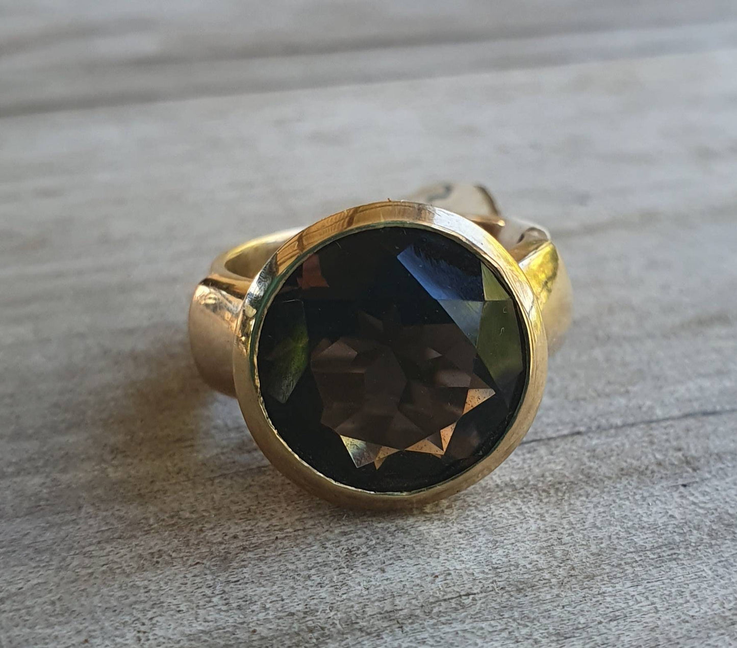 Gold ring,solitare, 9ct gold,Smokey quartz,gold chunky ring,