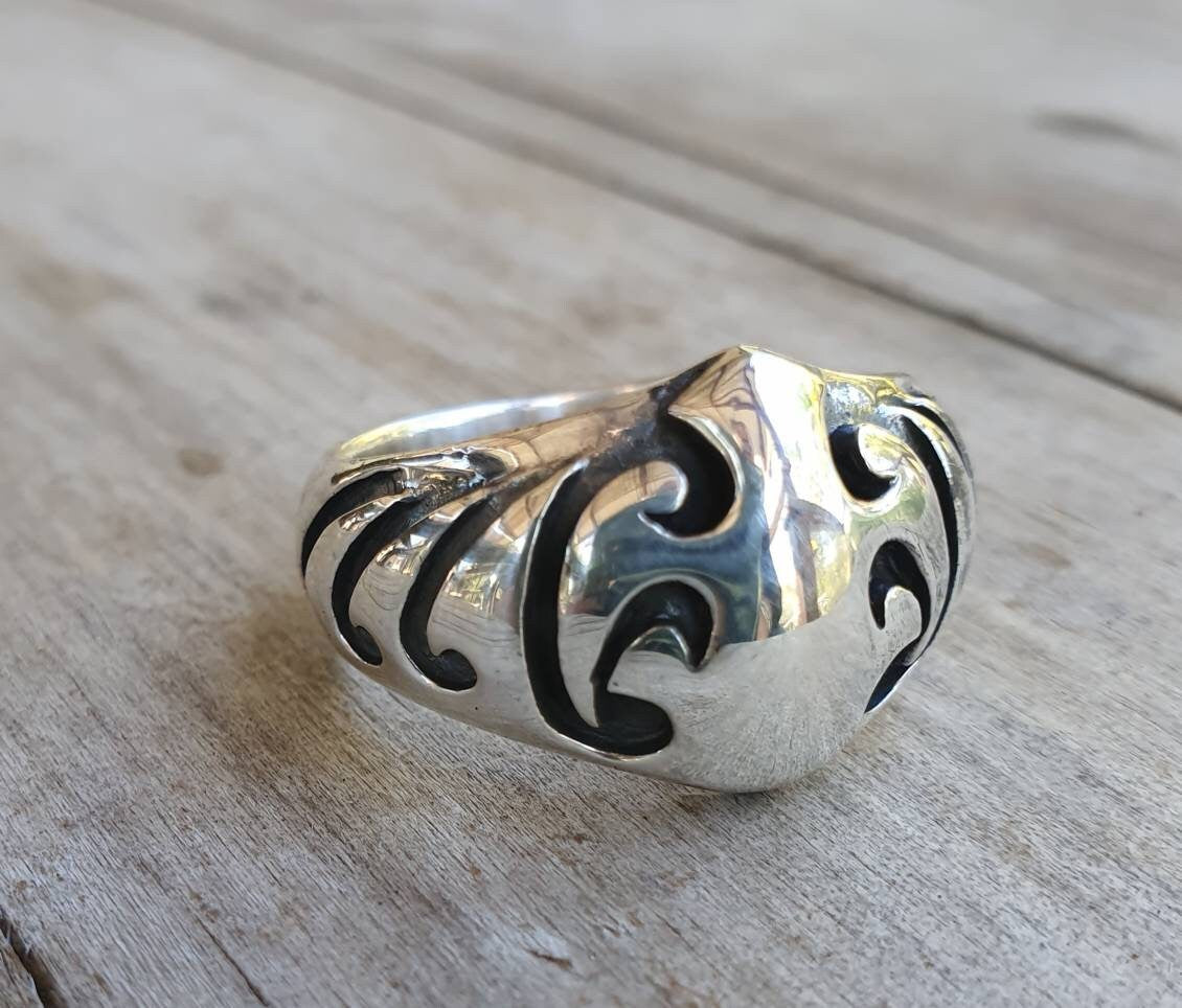 Tribal ring,sterling silver band,chunky ring,rustic,industrial,,heavy band,mans wedding ring,boho,