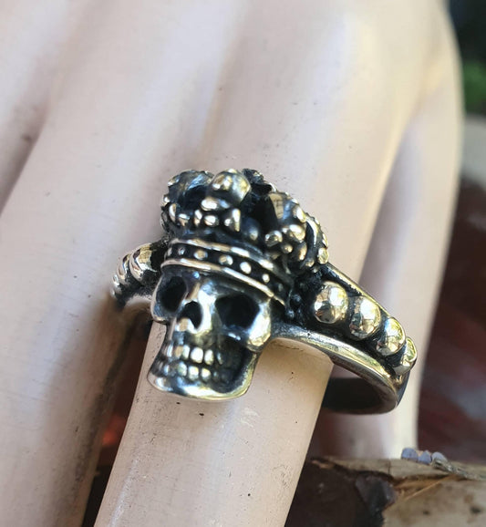 skull,crown ring,sterling silver, rockabiily, steampunk,gothic, victorian,womens fashion,skull ring,handmade,boho,shic,hippy,gypsy