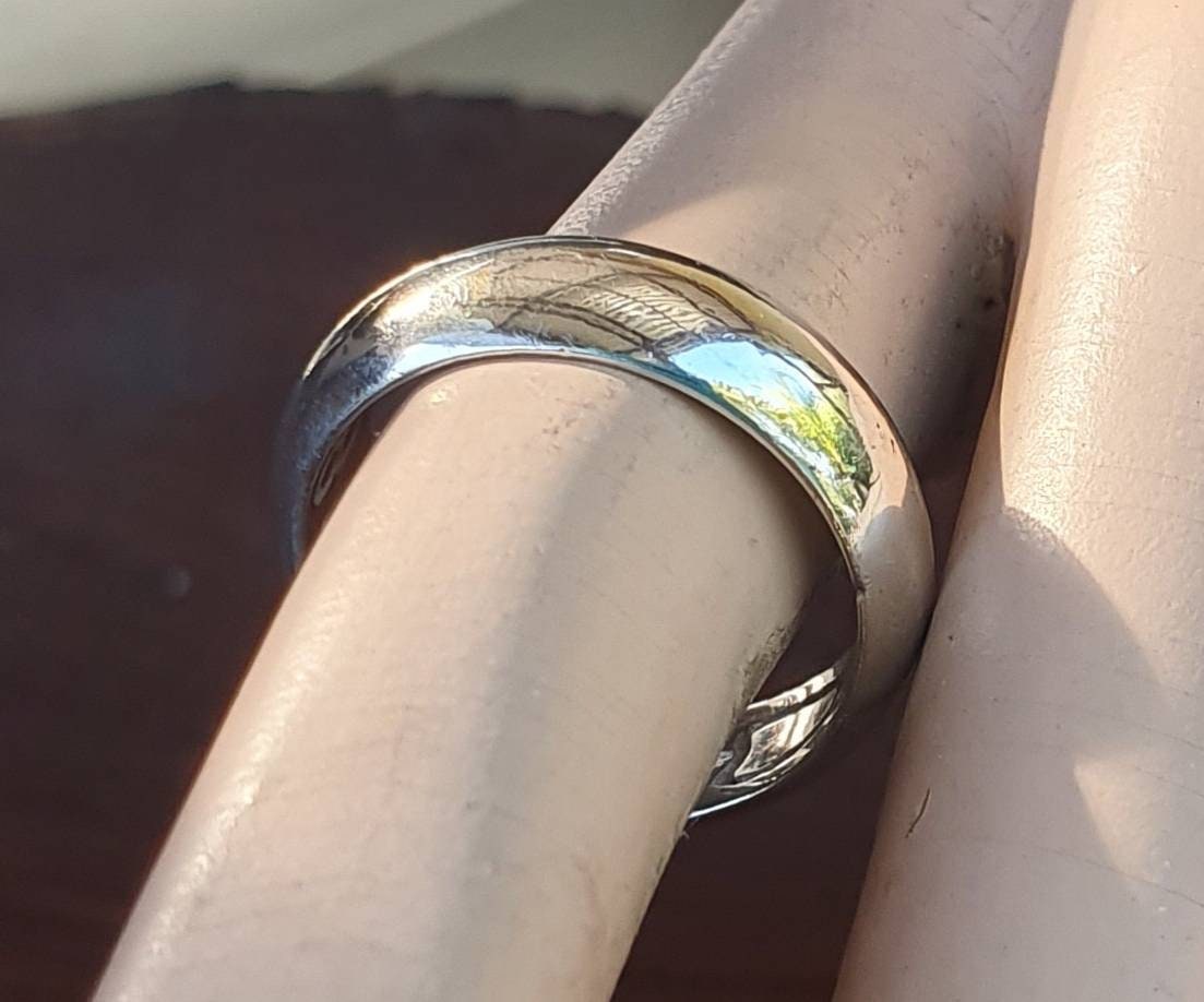 Silver band,solid,plain sterling silver ring,half round band,wedding,dress ring,boho,unisex,handmade,d shape ring,chunky ring,