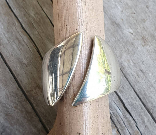 wide silver ring, adjustable,sterling silver,small size,modern,pinkie ring,handmade