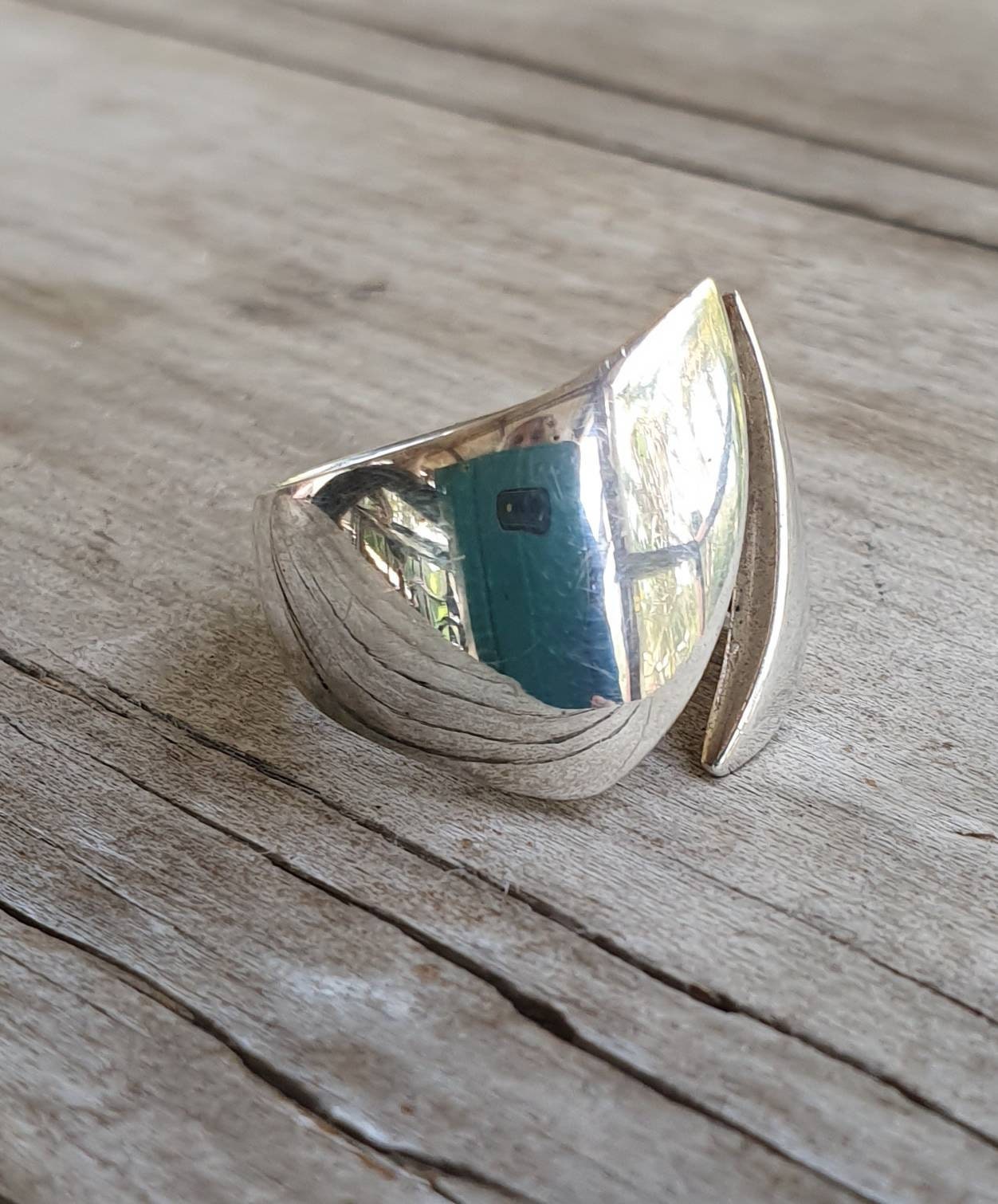 wide silver ring, adjustable,sterling silver,small size,modern,pinkie ring,handmade