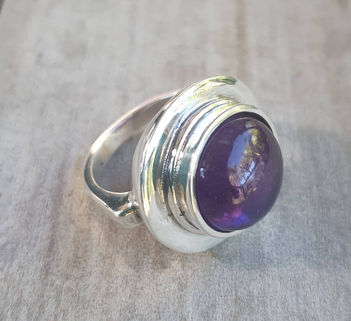 Large amethyst ring,sterling silver,chunky ring,wedding ring,boho,handmade, retro ring,modern,