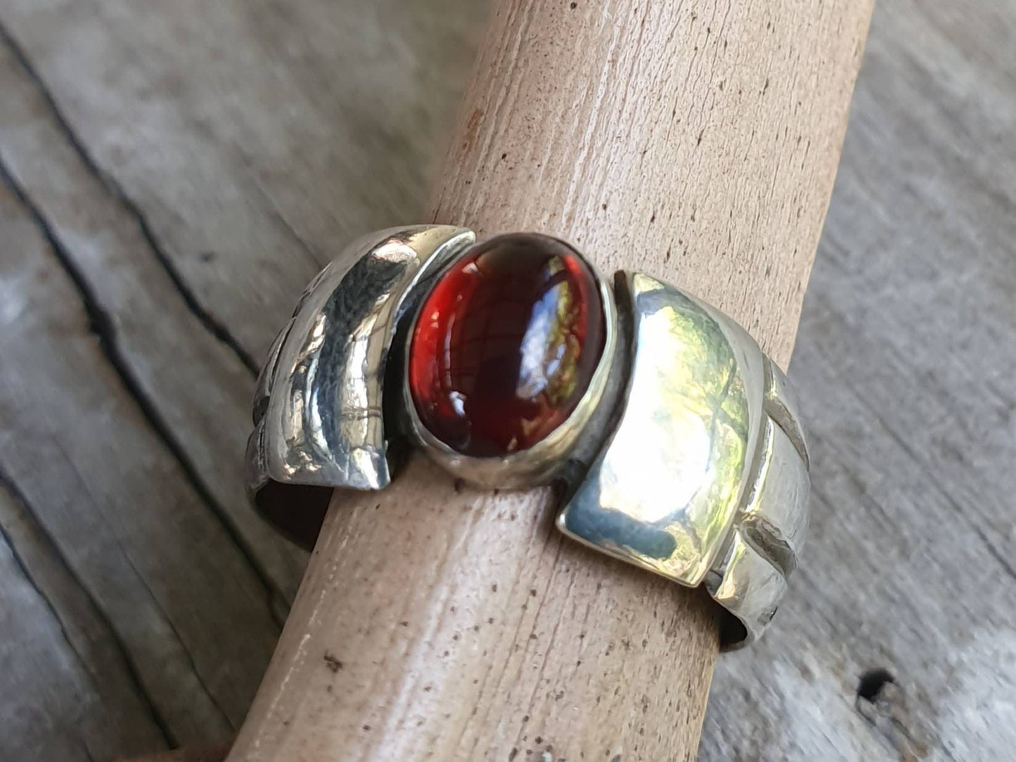 Garnet ring,cabachon ring,sterling silver,unisex band,handmade,boho,gypsy,gemstone ring,silver wedding ring,new age,