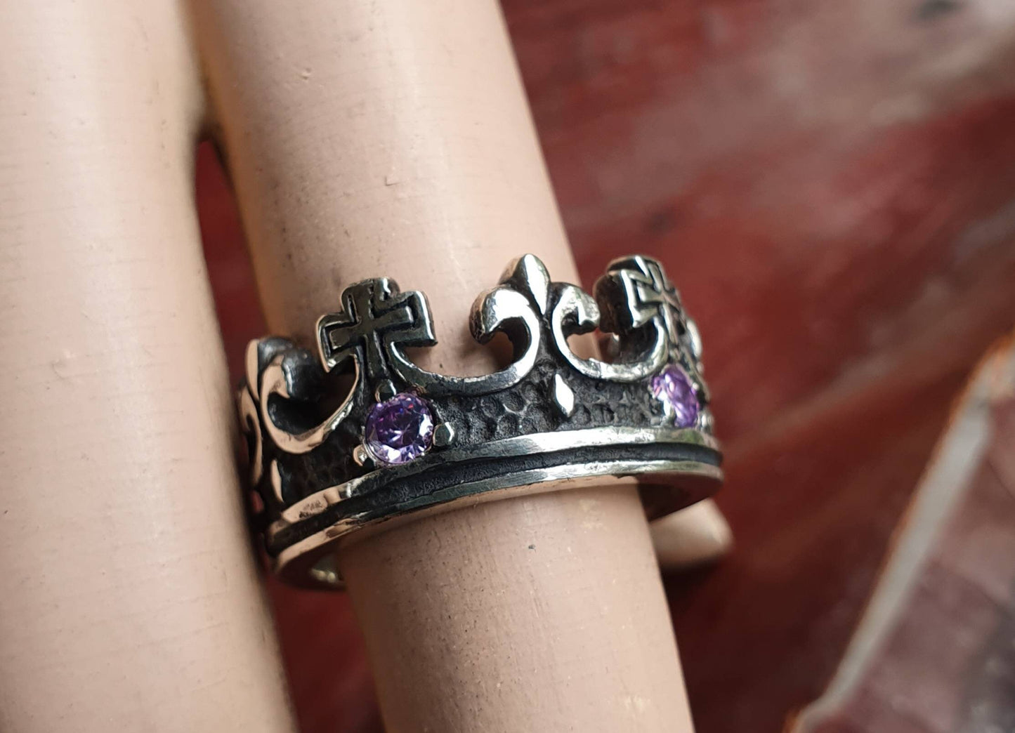 crown ring,sterling silver,cz,cubic zirconia,chunky ring,rockabilly, hipster,wedding band,steampunk gothic