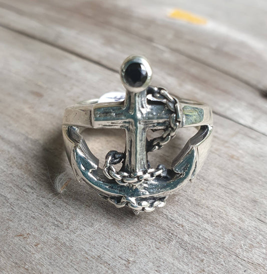 Large anchor ring, sterling silver, nautical,sailor,surf,pirate, rockabilly,nautical wedding,