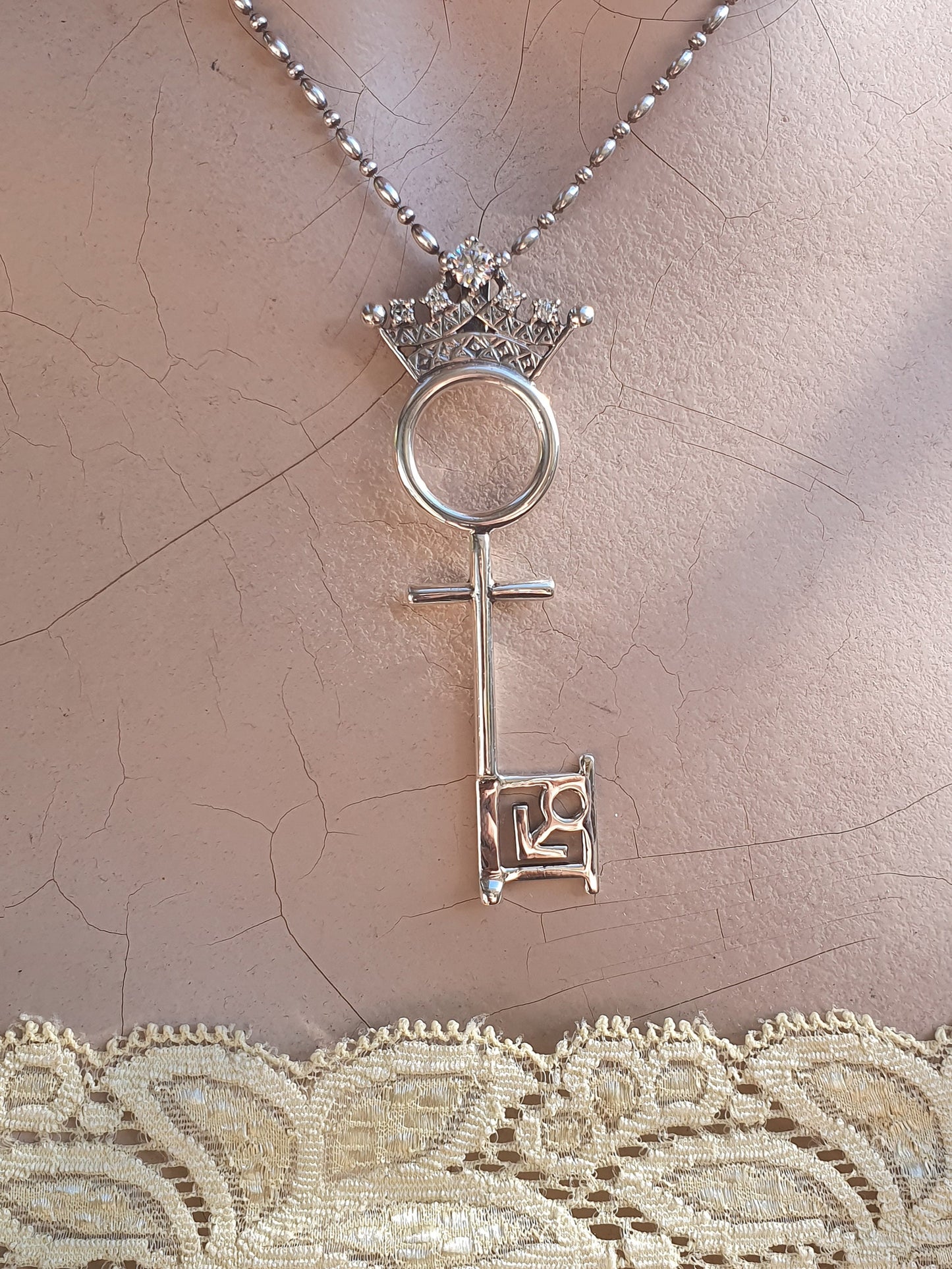 Penthouse  key pendant,vintage,1990s,sterling silver,cubic zirconia, cz,